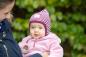 Preview: Babymütze aus Wolle Seide mit Bindeband